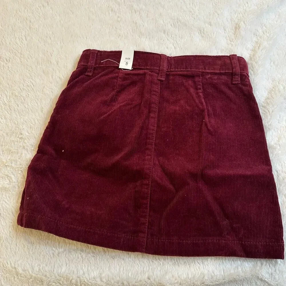 NEW Girls Corduroy Skirt sz 5 Girls Burgundy Skirt adjustable waist fall preppy
